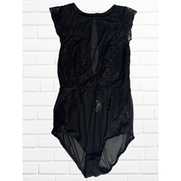 Marilyn Monroe Bodysuit Women's Size Medium Black Lace Mesh Lingerie Sleep - Picture 2 of 8